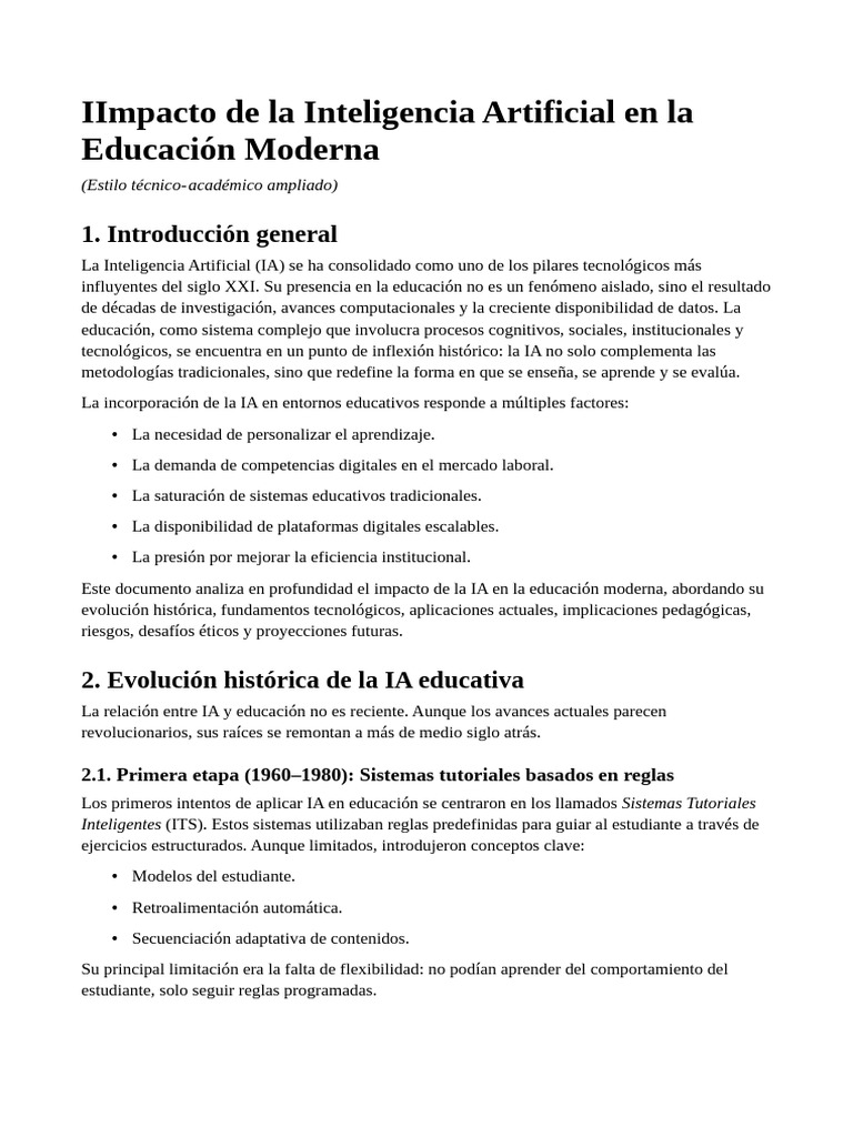 IA y su Transformación en la Educación | PDF | Inteligencia artificial ...