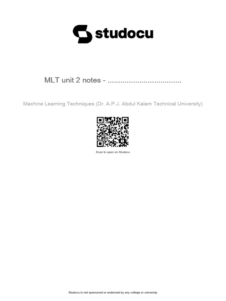 MLT Unit 2: Machine Learning Notes | PDF | Logistic Regression ...
