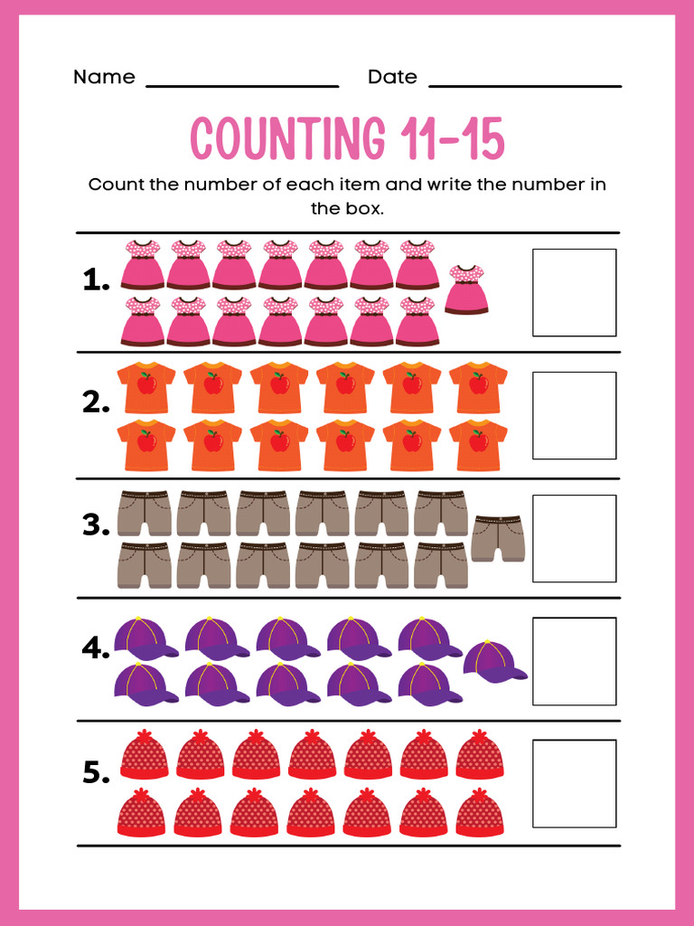 Counting Numbers 11-15 Worksheet | PDF