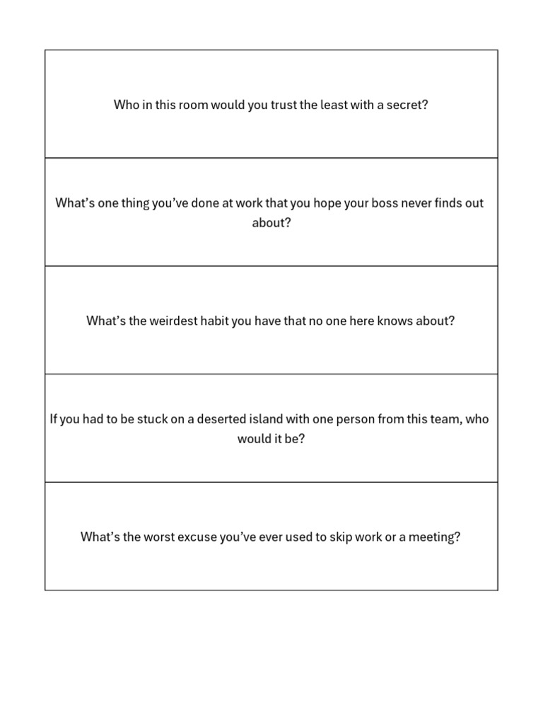 Fun Team-Building Icebreaker Questions | PDF