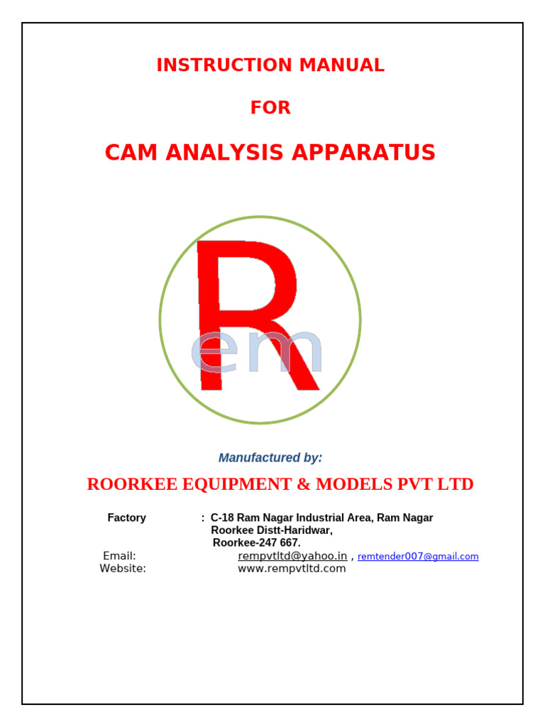 Cam Analysis Apparatus Manual | PDF | Acceleration | Force