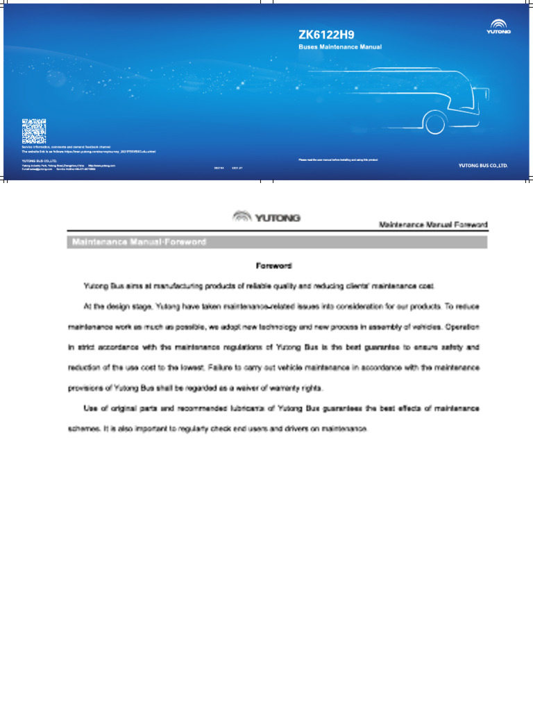 ZK6122H Maintenance Manual | PDF