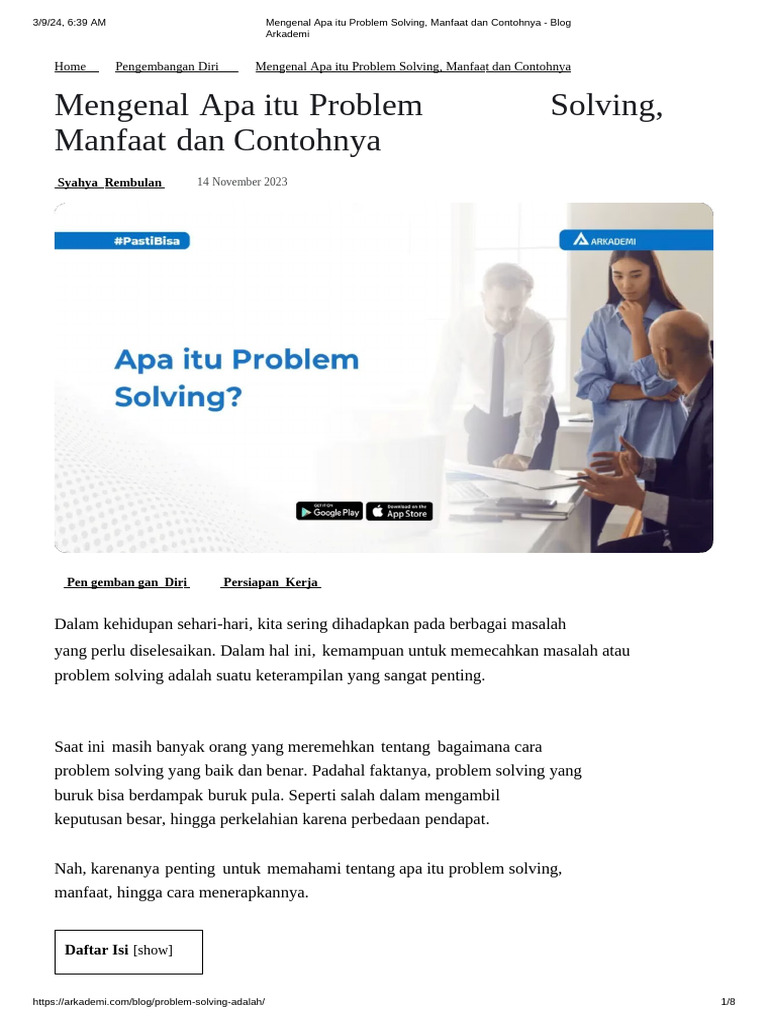 Mengenal Apa Itu Problem Solving, Manfaat Dan Contohnya - Blog Arkademi ...