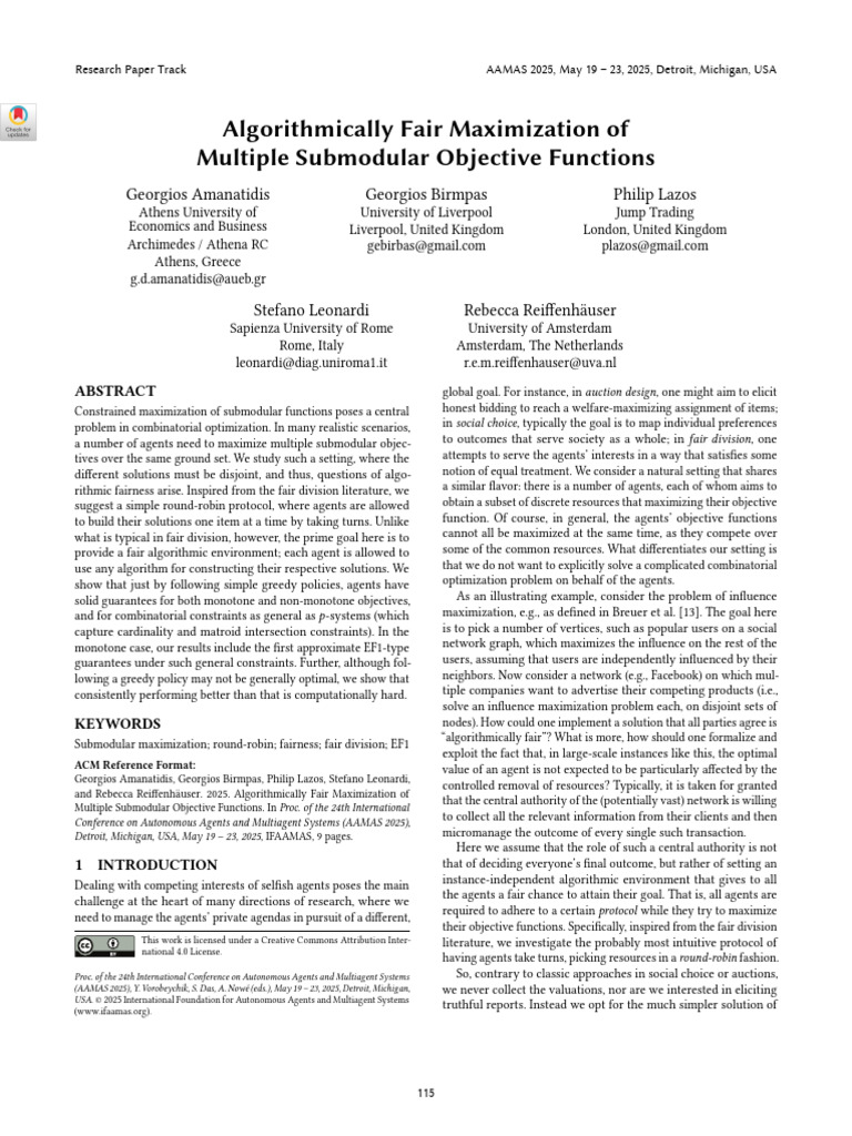 Algorithmically Fair Maximization of Multiple Submodular Objective ...
