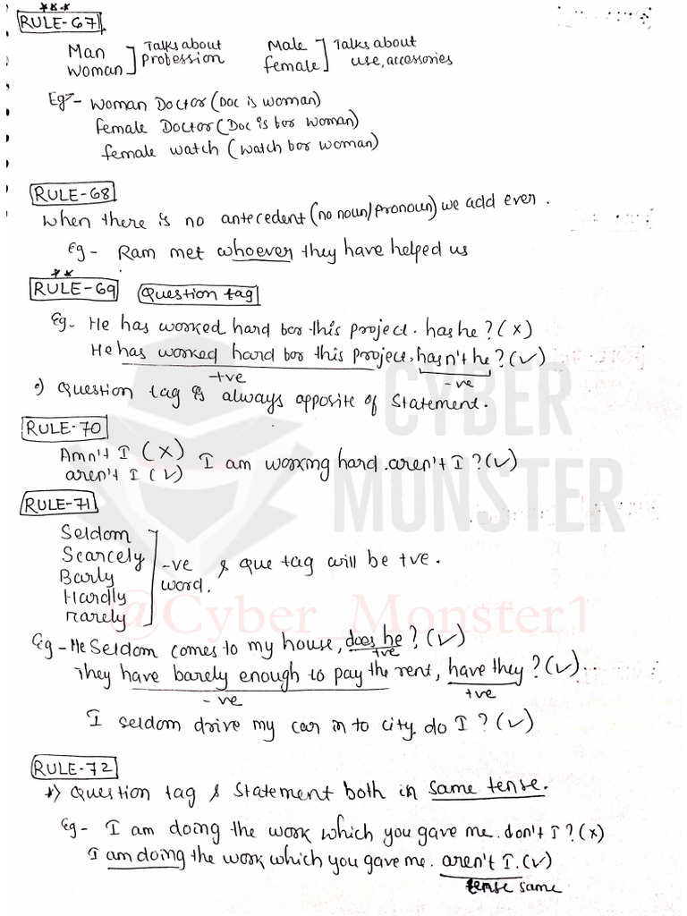 120 Rules of Grammar by Nimisha Ma'Am Hand Written-19-24 | PDF