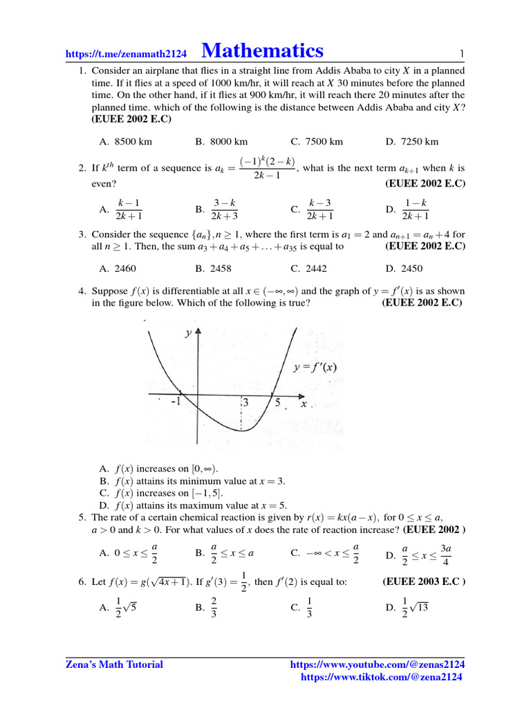 Mathematics Problem Set and Solutions | PDF | Mathematical Analysis ...