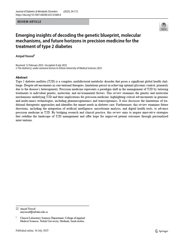 Precision Medicine in Type 2 Diabetes | PDF | Micro Rna | Insulin ...