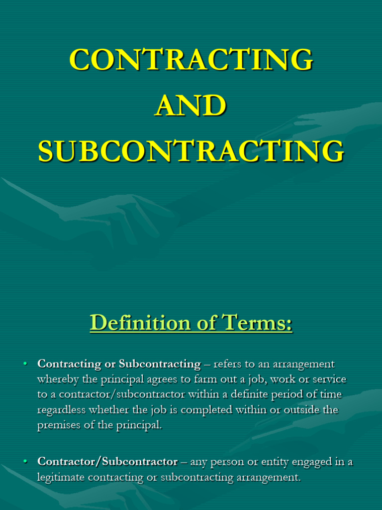Contracting and Subcontracting Guide | PDF | Employment | Subcontractor