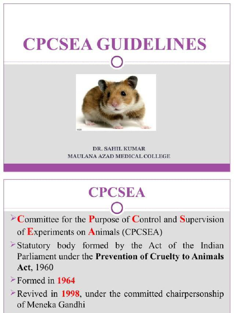 CPCSEA, Animal Ethical Committe | PDF