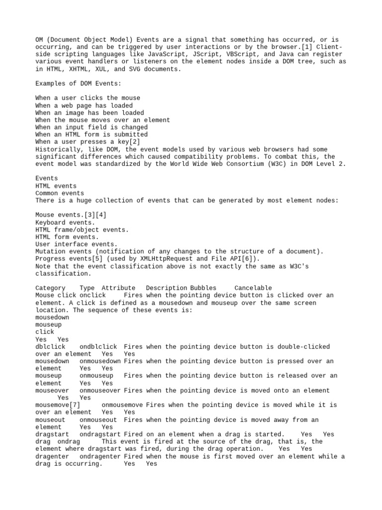 Understanding DOM Events and Types | PDF | Document Object Model | Web ...