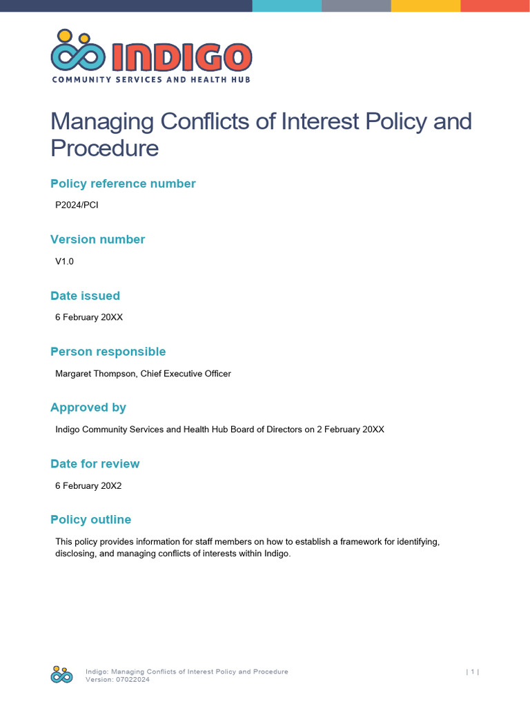 Indigo Conflicts of Interest Policy Guide | PDF | Conflict Of Interest ...