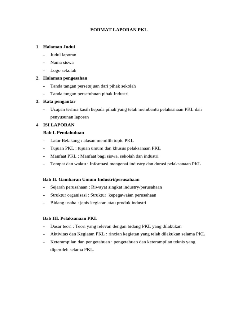 Format Laporan PKL yang Efektif | PDF