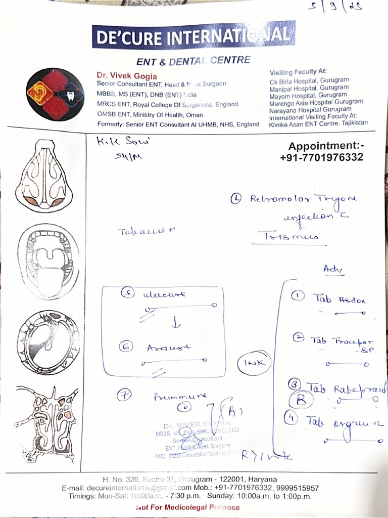 ENT Slip DR Gogia | PDF