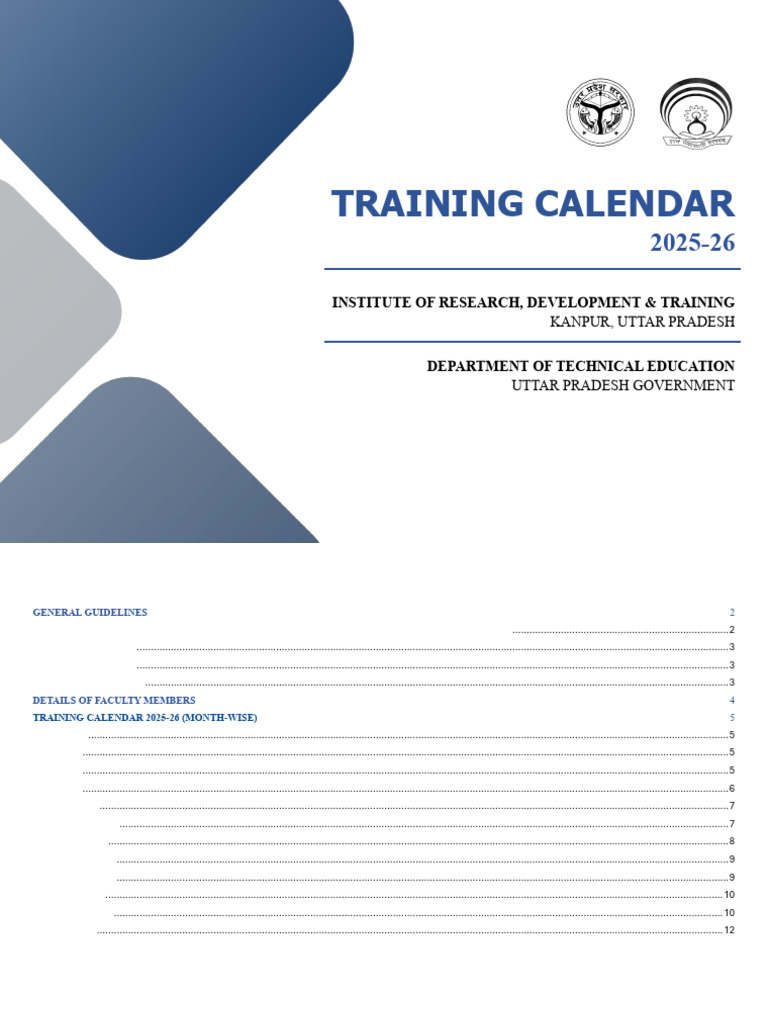 IRDT Kanpur Training Calendar 2025-26 | PDF | Engineering | Mechatronics