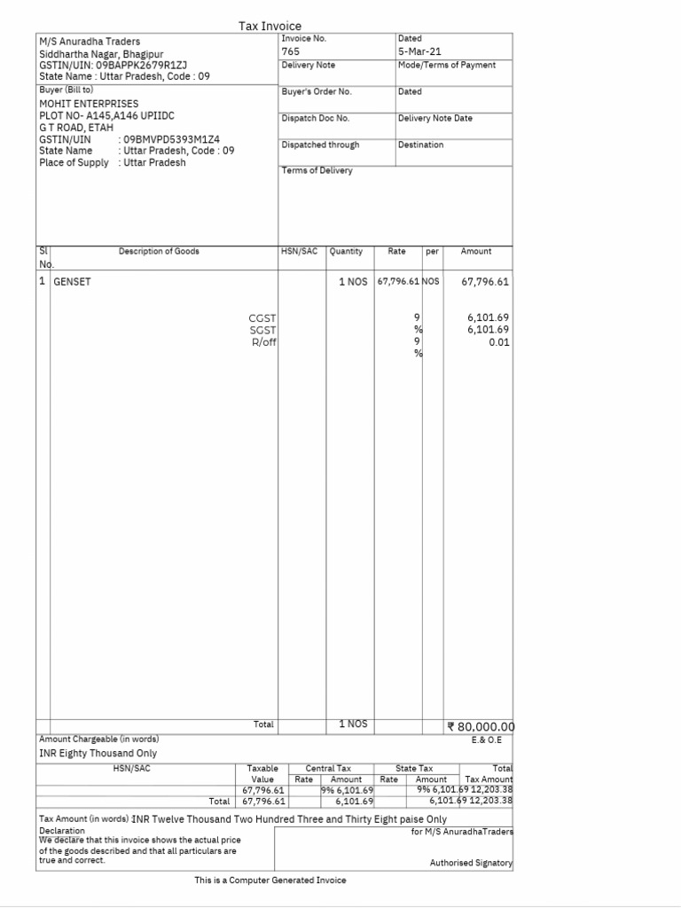 Tax Invoice for Mohit Enterprises | PDF | Economies | Public Finance