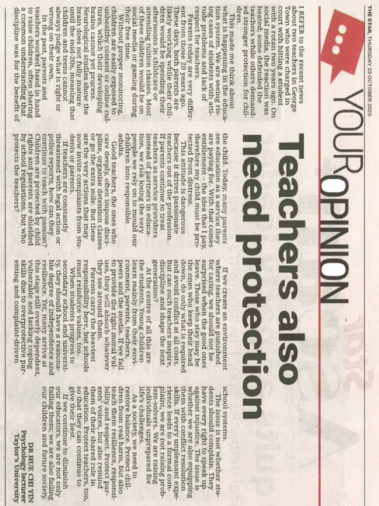 Teachers Need Protection Too | PDF