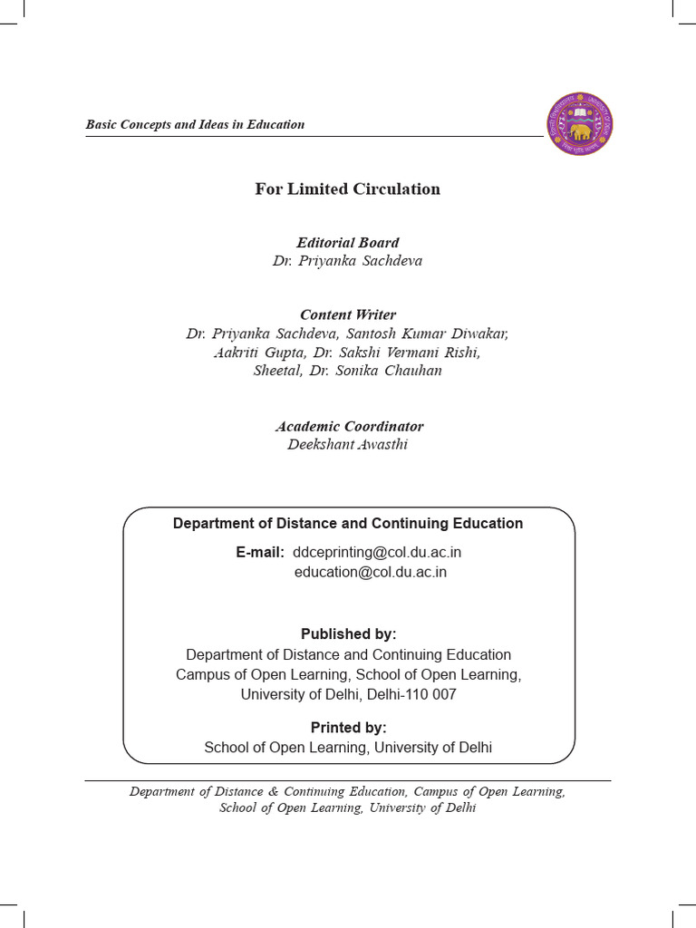 Basic Concepts in Education Syllabus | PDF | Learning | Psychology