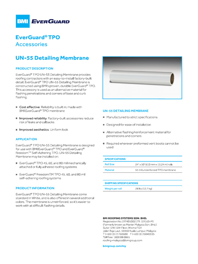 EverGuard UN 55 Detailing Membrane 1 | PDF
