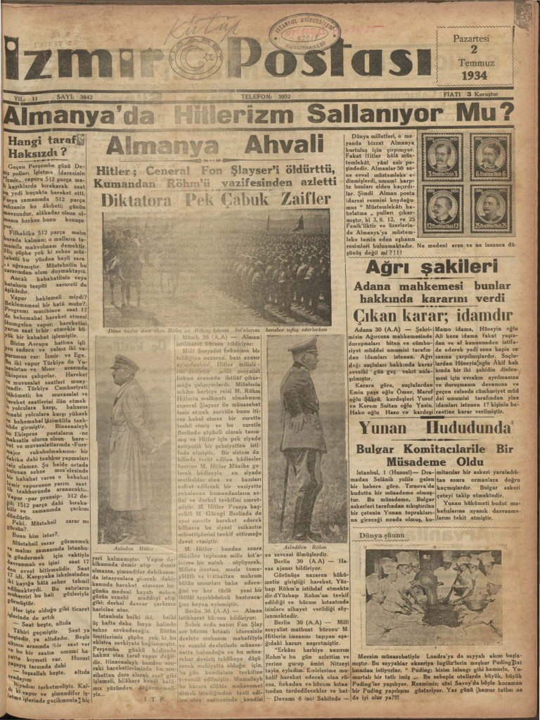 Izmir Postasi 1934 Temmuz 2 1 | PDF
