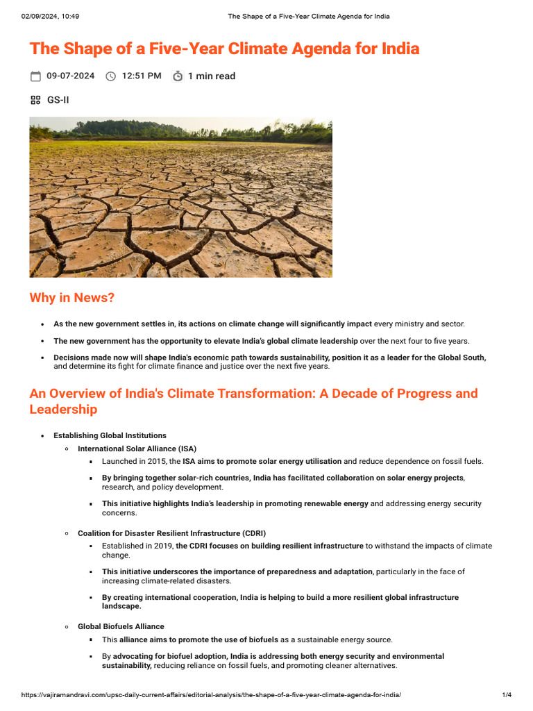 India's Five-Year Climate Strategy | PDF | Climate Change Mitigation ...