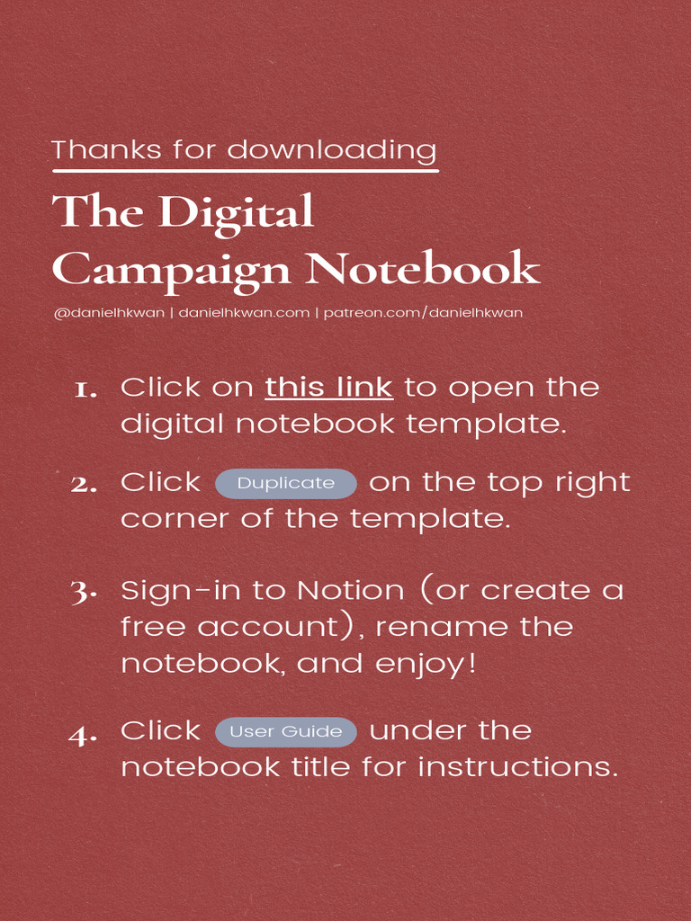 Digital Campaign Notebook User Guide | PDF