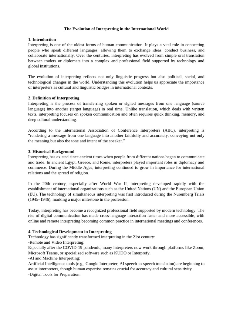 Evolution of Interpreting in Global Context | PDF | Language ...