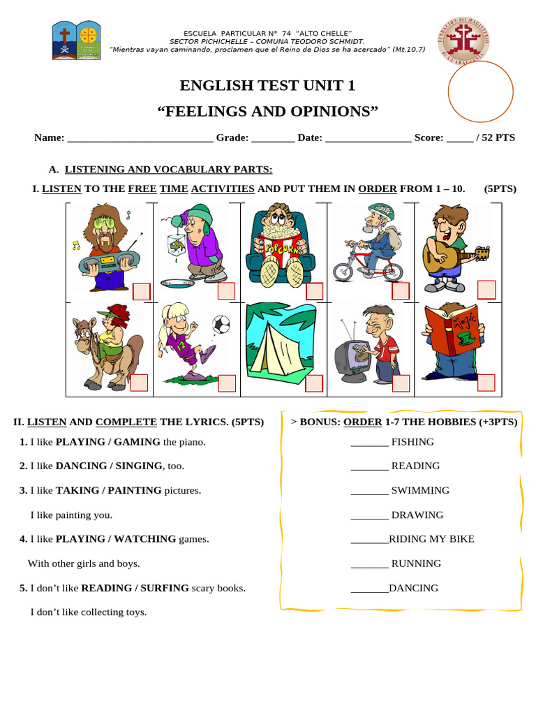 English Test Unit 1 | PDF