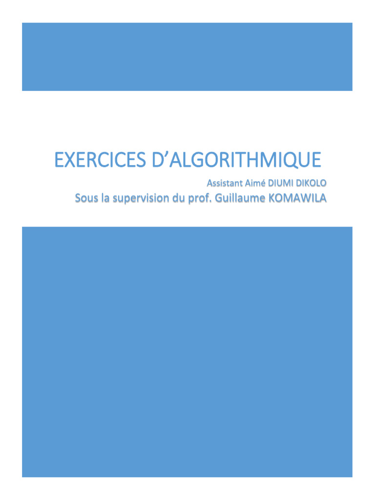 Exercices d'algorithmique et solutions | PDF | Structure de contrôle ...