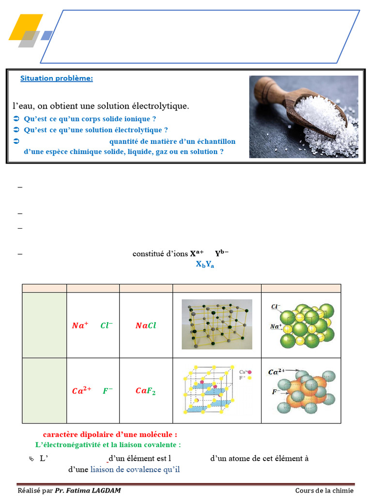 Solides ioniques et solutions électrolytiques | PDF | Polarité (chimie ...