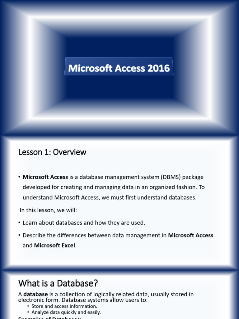 Microsoft Access Database Basics | PDF | Databases | Microsoft Access