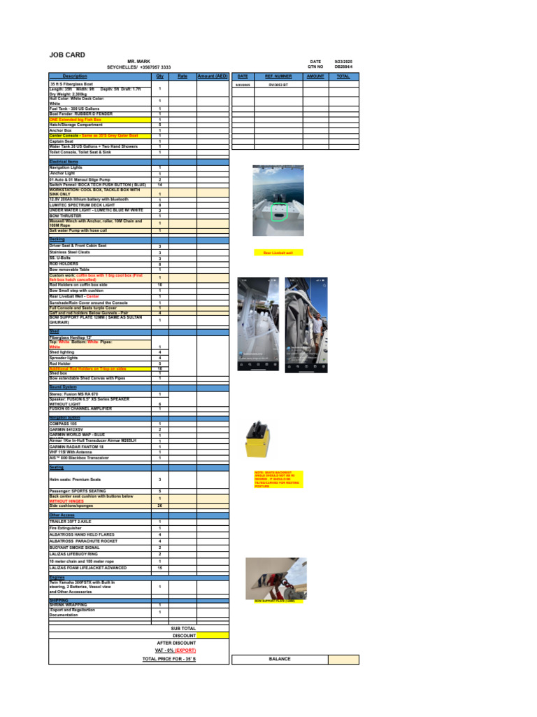 Updated Job Card 11-11-25 - 35's Mr. Mark - XLSX - Sheet1 | PDF