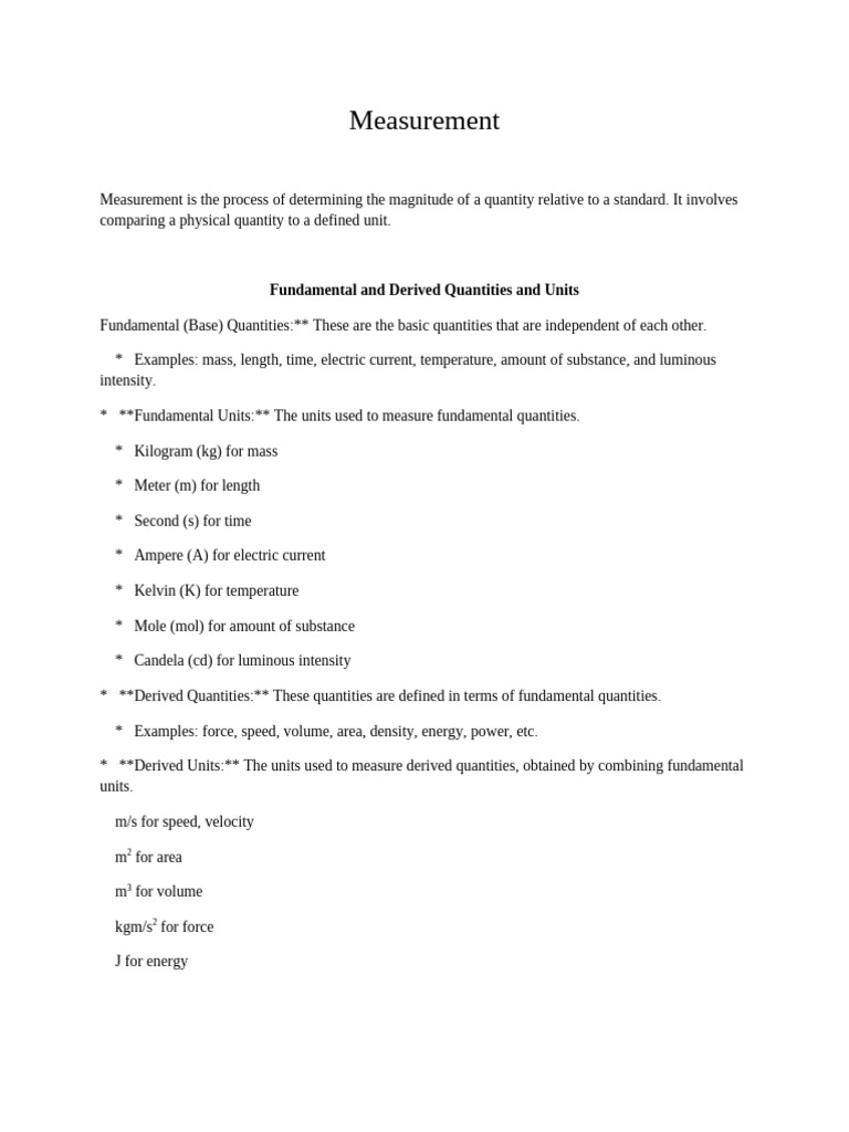 Understanding Measurement: Units & Quantities | PDF