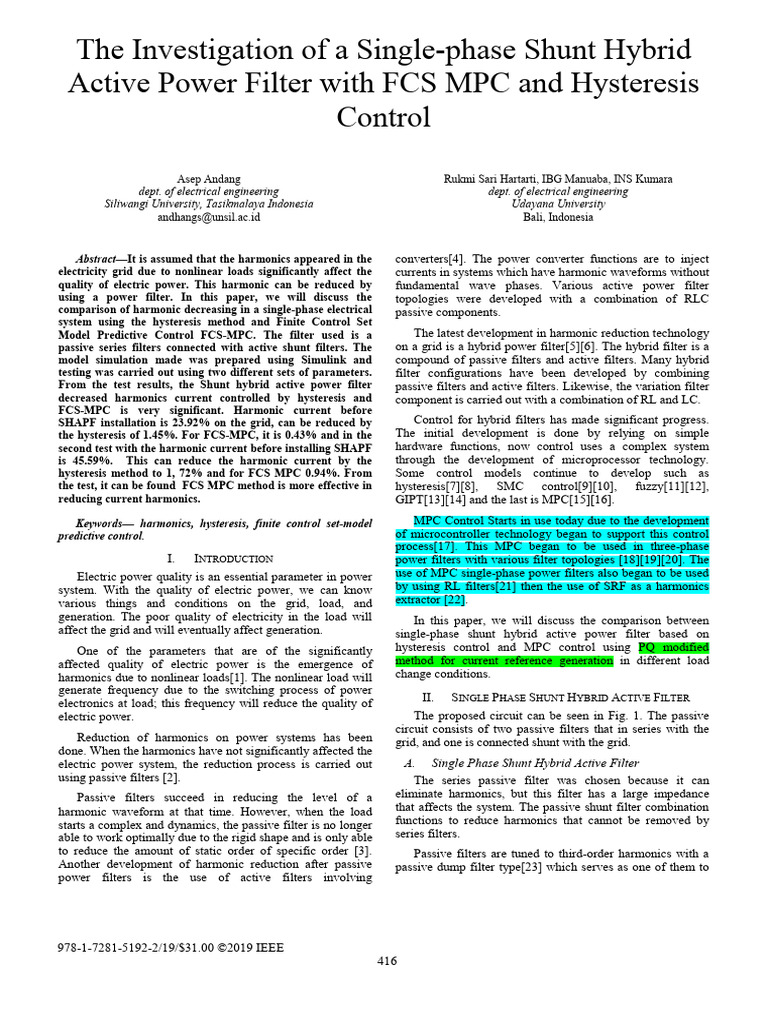 Hybrid Active Power Filter Analysis | PDF