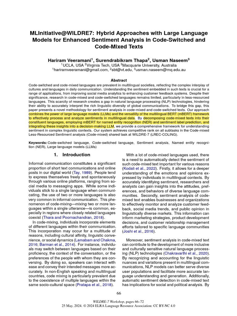 2024 Hybrid Approach Sa LLM Code Mxed | PDF | Multilingualism | Human ...