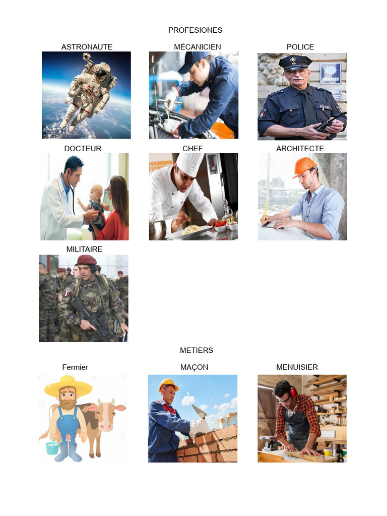 Professions et Métiers : Guide Complet | PDF | Astronautes | Domesticité