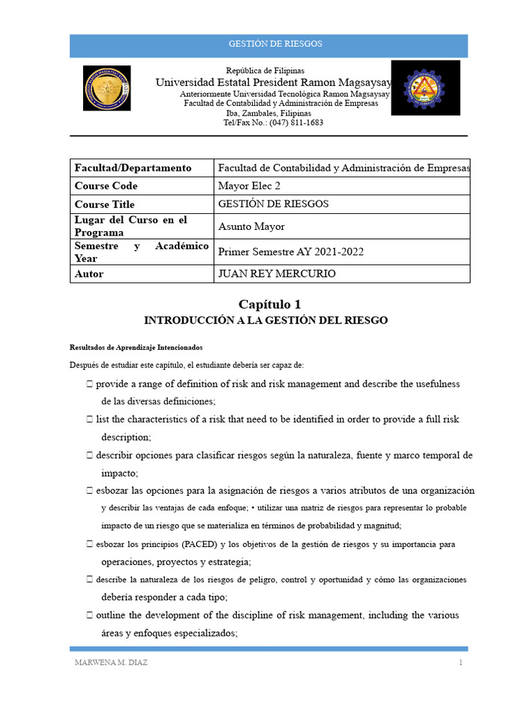 Introducción a la Gestión de Riesgos | PDF | Evaluación de riesgos | Riesgo