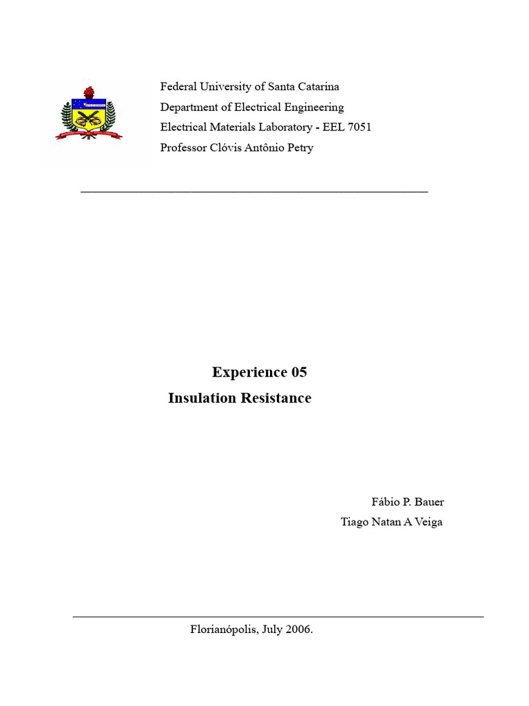 Insulation Resistance Report | PDF | Insulator (Electricity ...