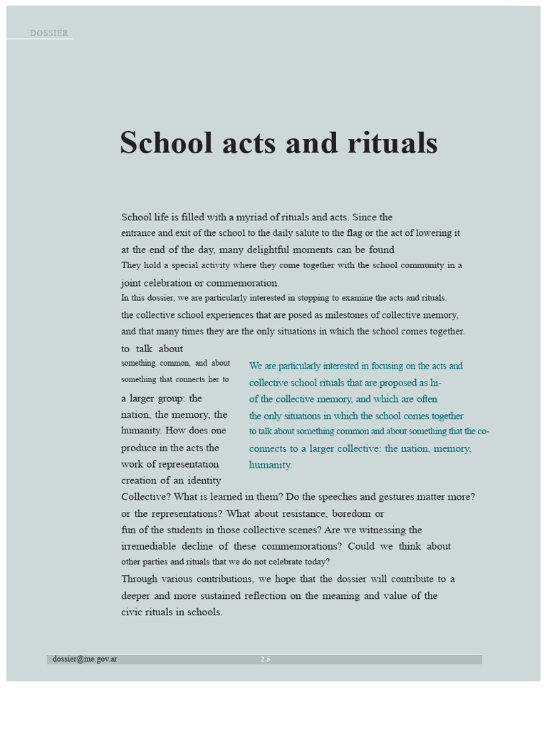 School Acts and Rituals | PDF | Rituals | Emotions
