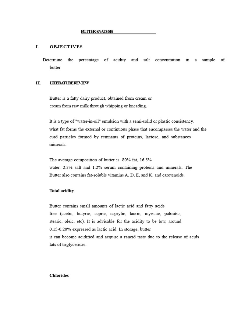 Butter Acidity and Salt Analysis Report | PDF | Butter | Ph