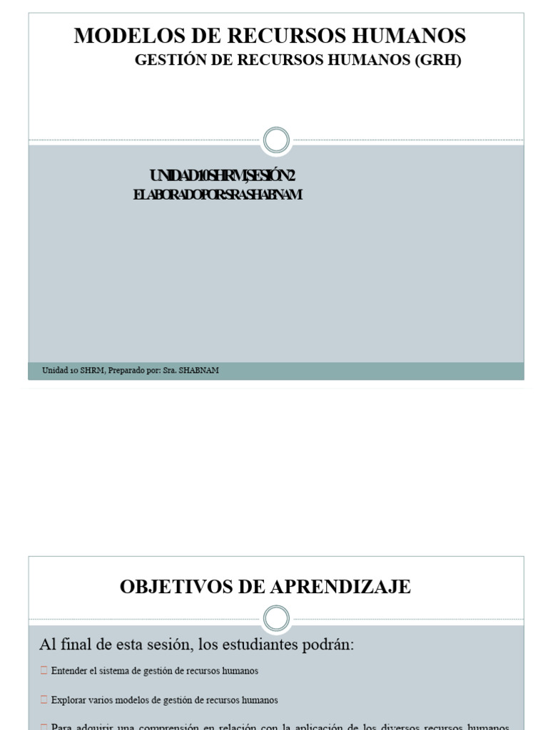 Modelos de Gestión de Recursos Humanos | PDF | Gestión de recursos ...