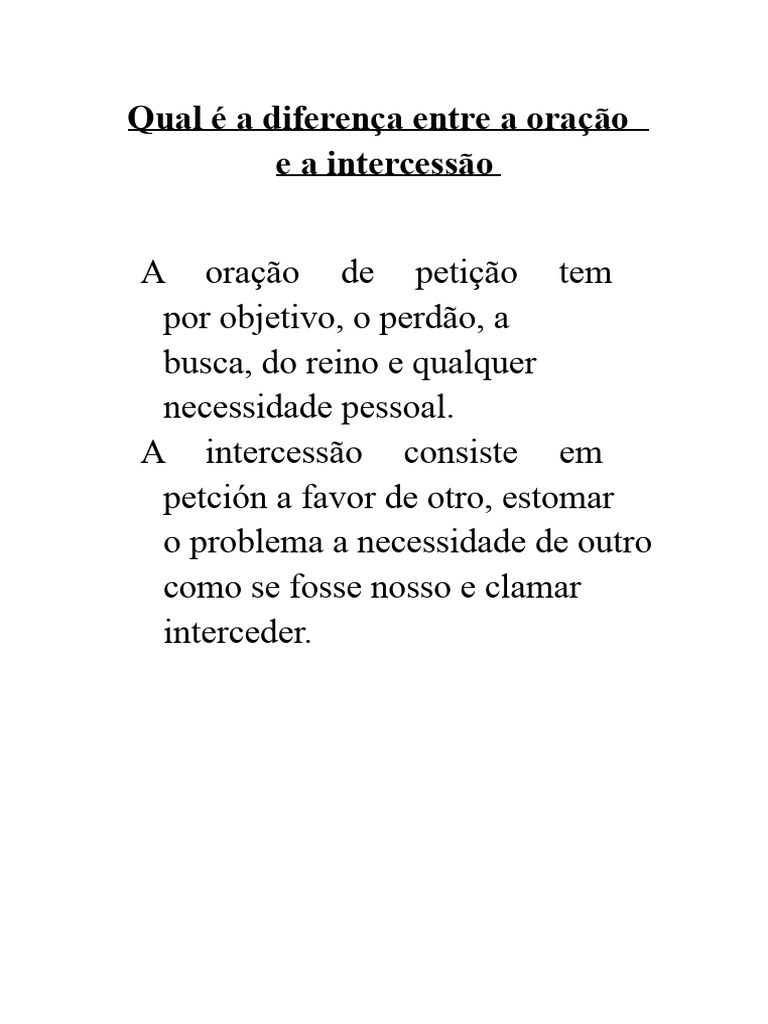 Diferença entre Oração e Intercessão | PDF