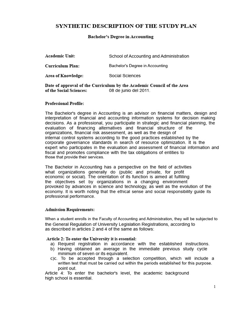 Accounting Study Plan Unam | PDF | Audit | Accounting