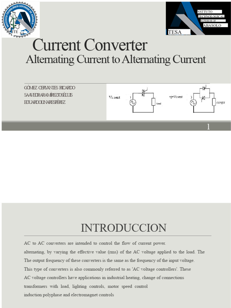 AC to AC Converter Overview and Applications | PDF | Alternating ...