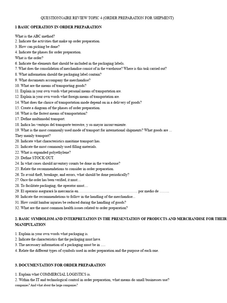 Order Preparation for Shipment Guide | PDF | Logistics | Transport