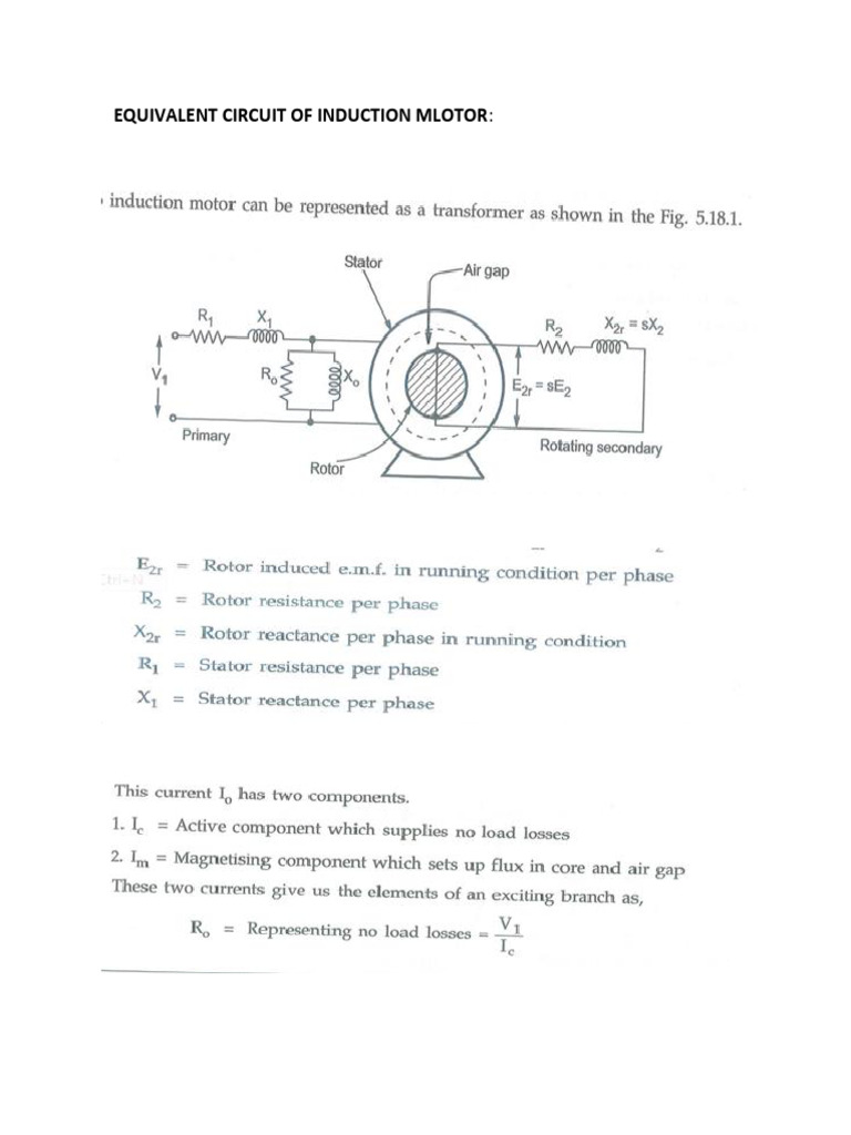 Induction Motor Equivalent Circuit Guide | PDF