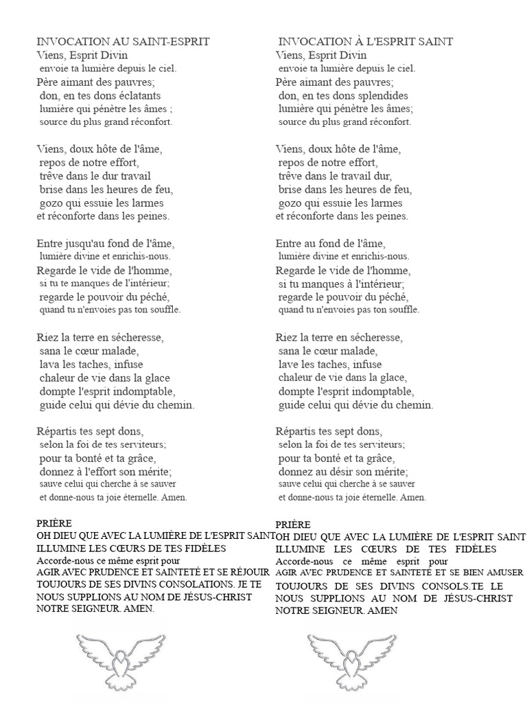 Invocation à l'Esprit Saint : Prière et Lumière | PDF | Saint-Esprit | Âme