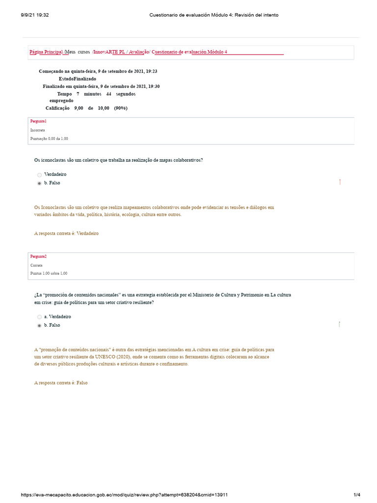 MOD4 - Questionário de Avaliação Módulo 4 - Revisão Da Tentativa 2 ...