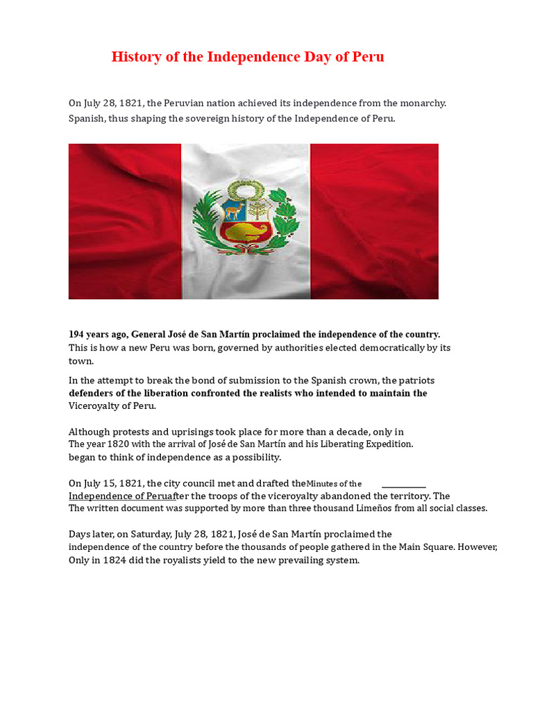 Peru's Independence Day History | PDF | Peru | South America