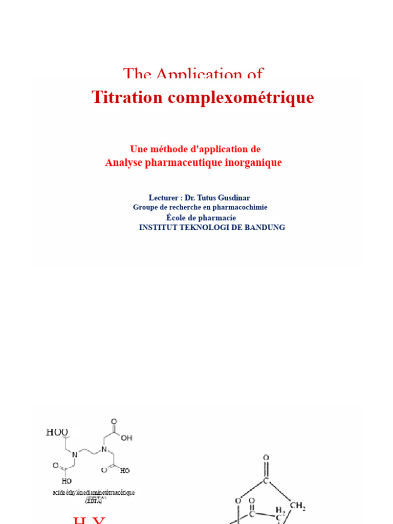 Titration Complexométrique en Analyse Inorganique | PDF | Titrage | Chimie