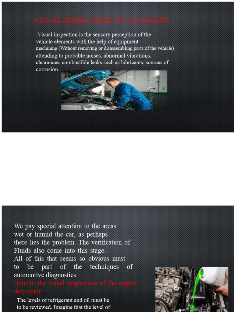 Engine Visual Inspection Guide | PDF | Motor Oil | Engines